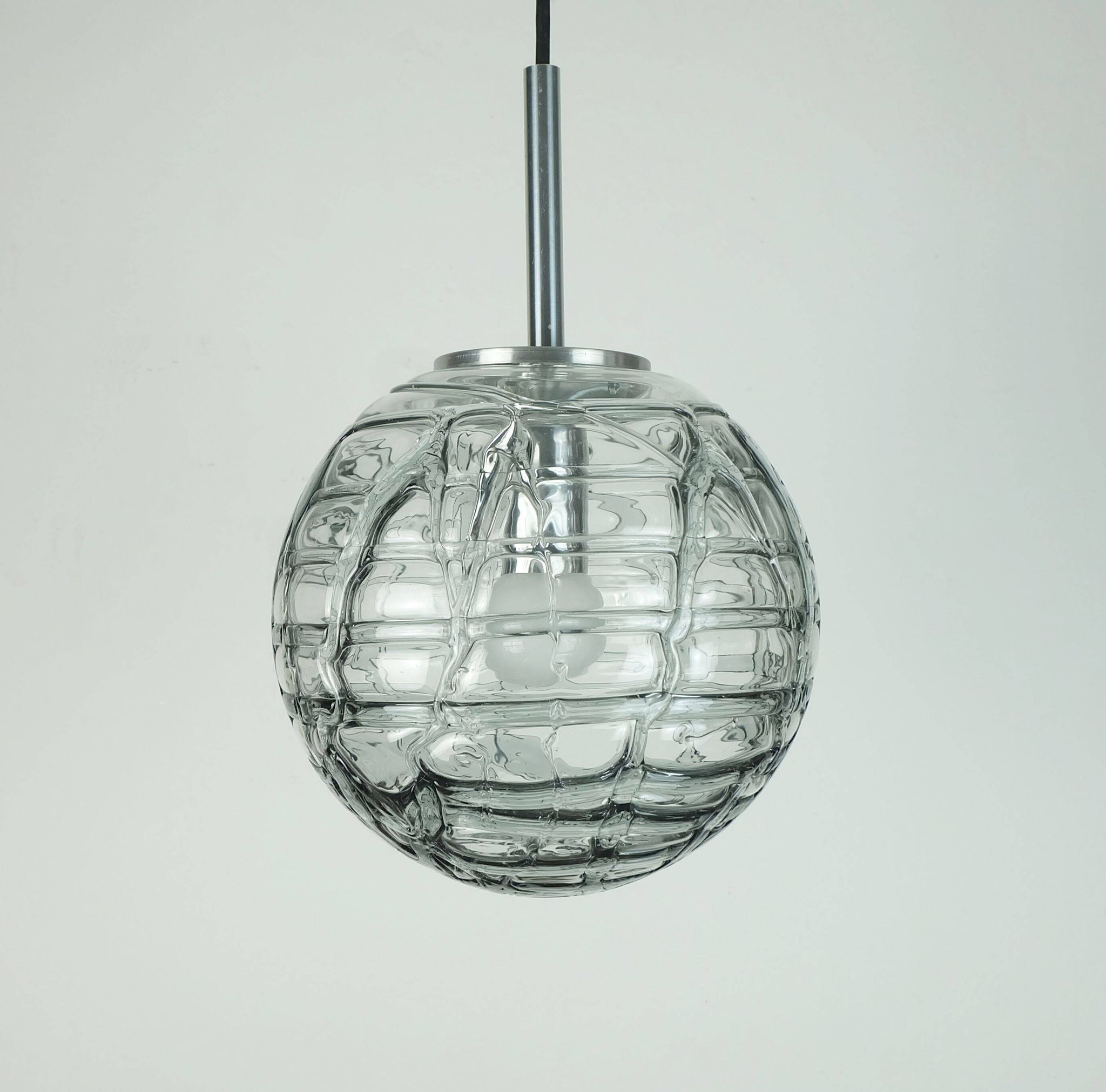 No. 2 of 2 - elegant doria pendant lamp clear and smoke grey 60s 70s