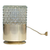 Table lamp desk gilded aluminum and bubbled glass seventies vintage minimalist design