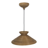 Pencil Split Reed Rattan Bamboo Pendant Lamp, Italy 1970s