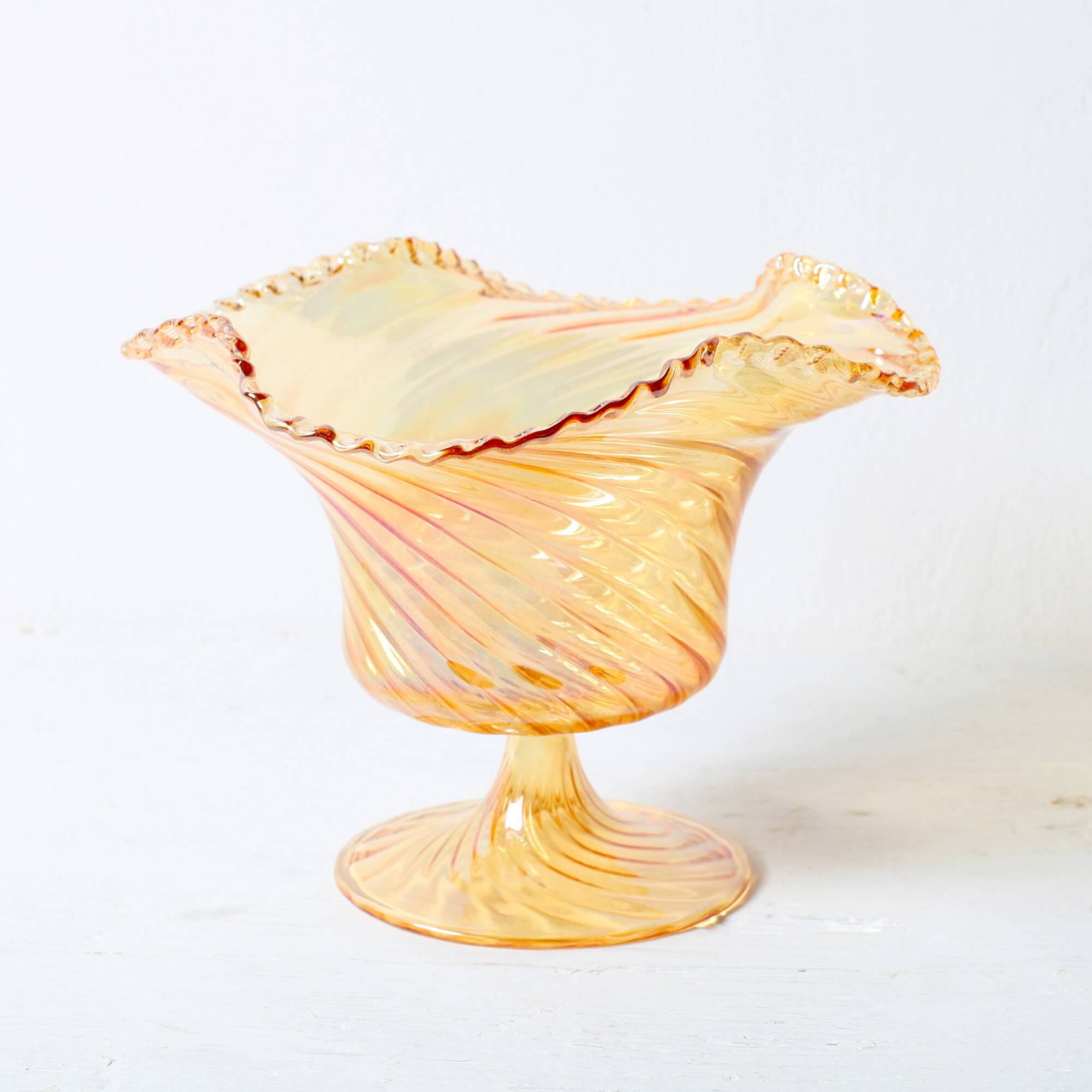 Porte-caddie en verre irisé Plissé / Vetreria Vetrart / Italie / Années 1990