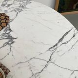 60s marble table with chrome cross base