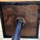 Old vintage bistro table brand Fischel in cast iron