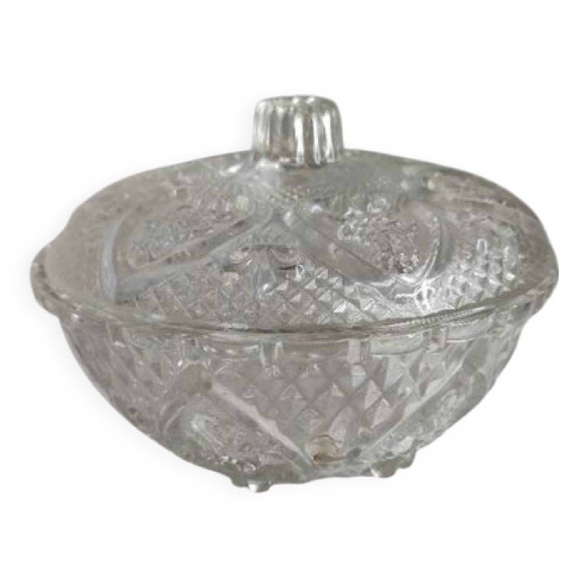 Bonbonnière vintage en verre ciselé