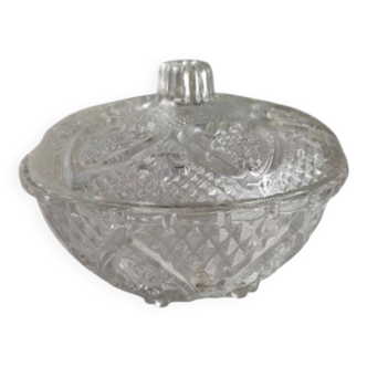 Vintage chiseled glass candy box