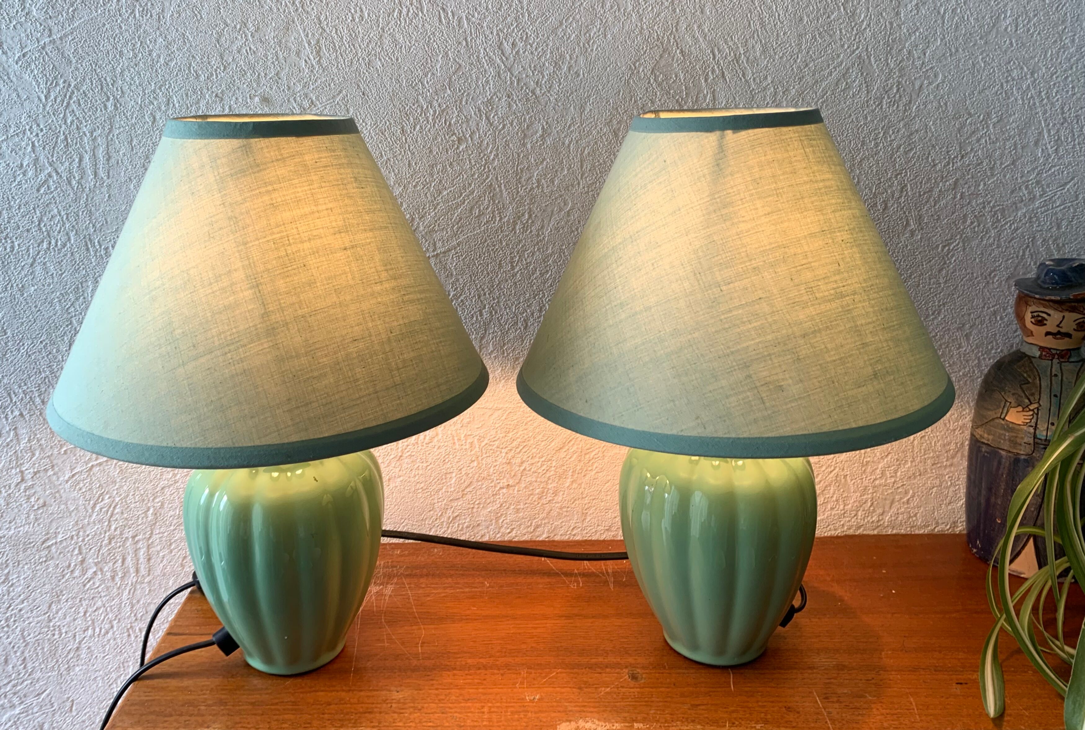 Pair of green lamps
