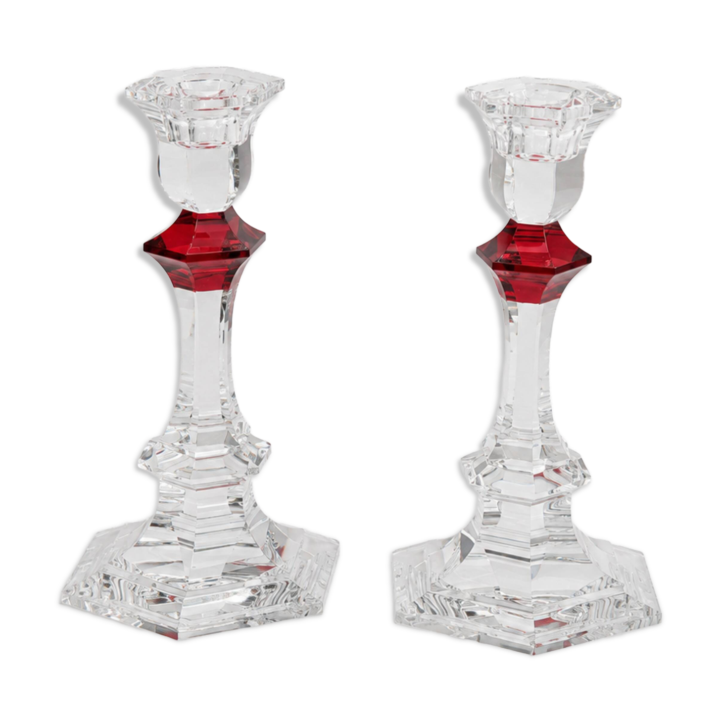 Baccarat - Candlestick (2) - Crystal, Glass - Harcourt candlestick Red