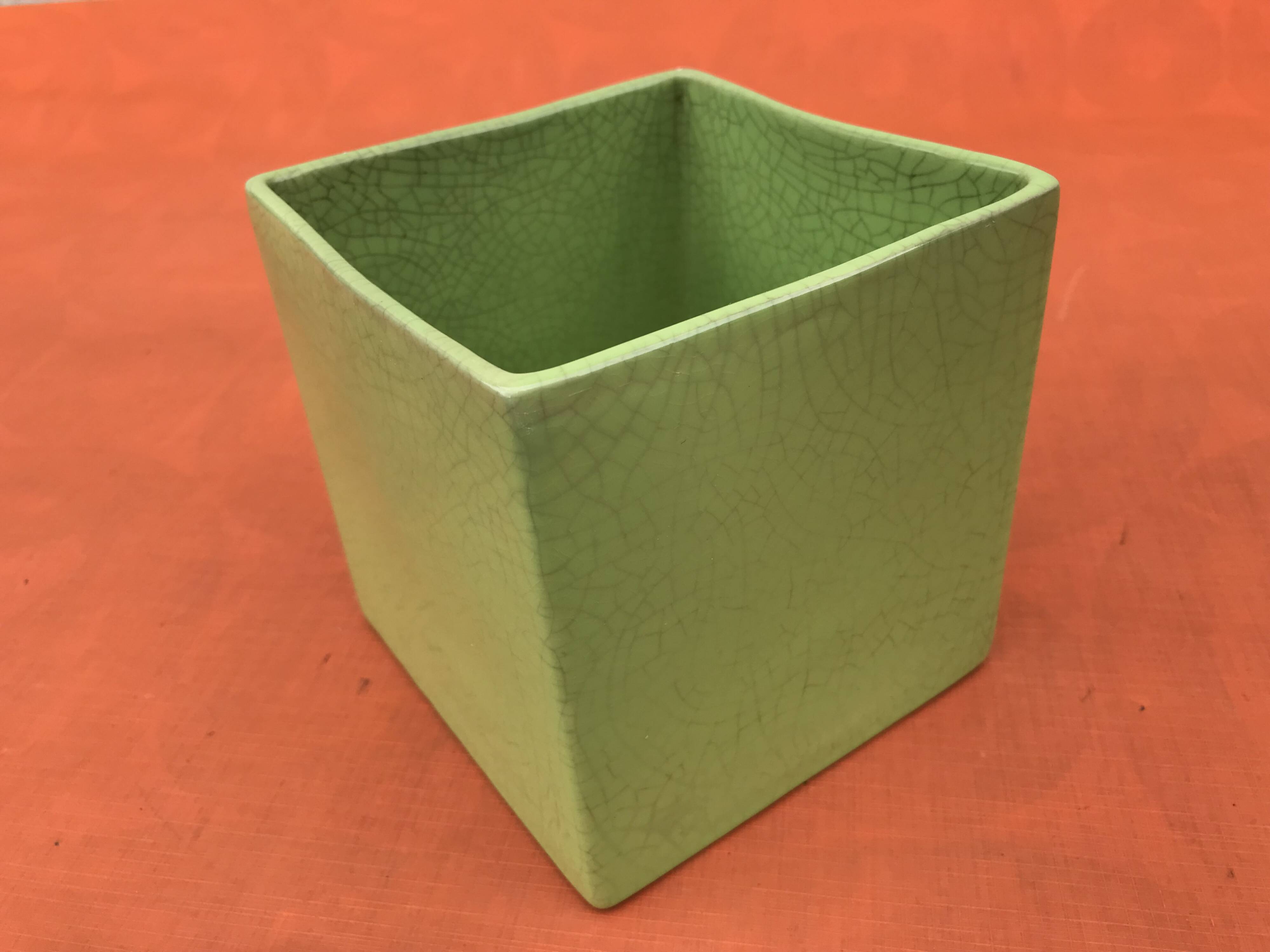Neon-Green Crackled Effect Ceramic Planter / Decorative Pot
