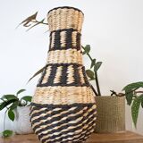 Vintage Handwoven Vase, Grass Home Decor, Straw Interior Design, Handmade