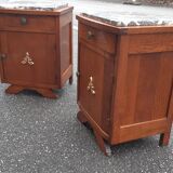 Art Deco oak and marble bedside tables 1930