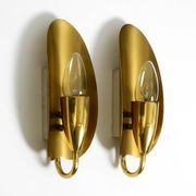 Two magical original Mid Century Modern bag brass wall lamps