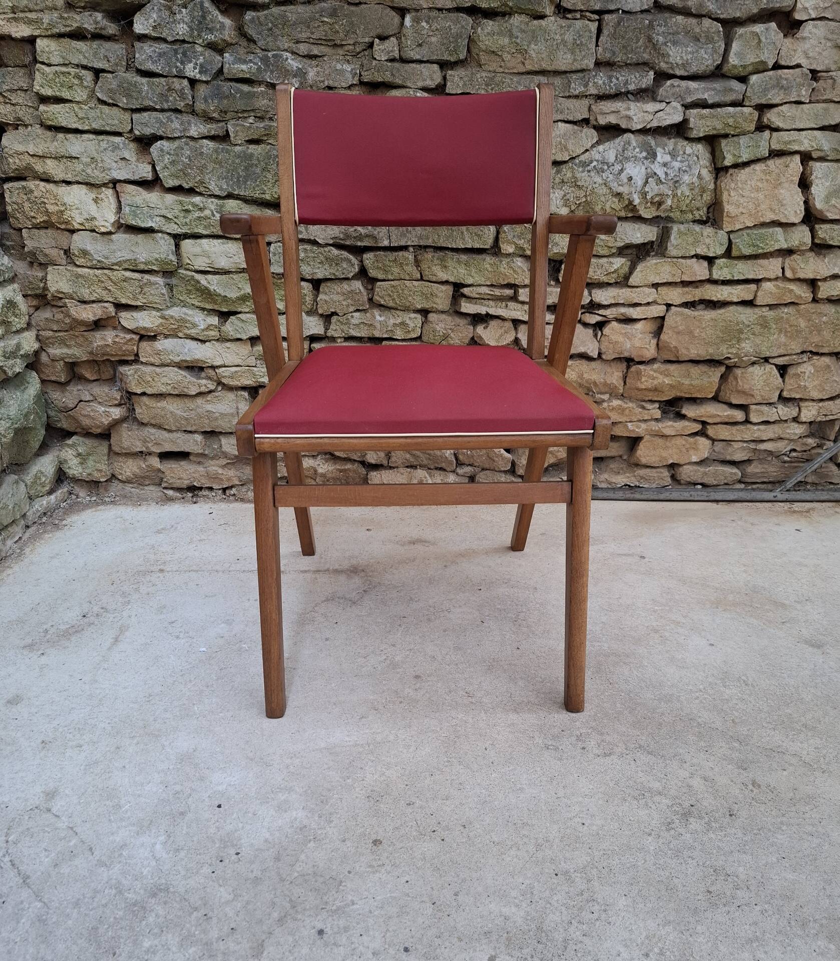Fauteuil en hêtre et skaï