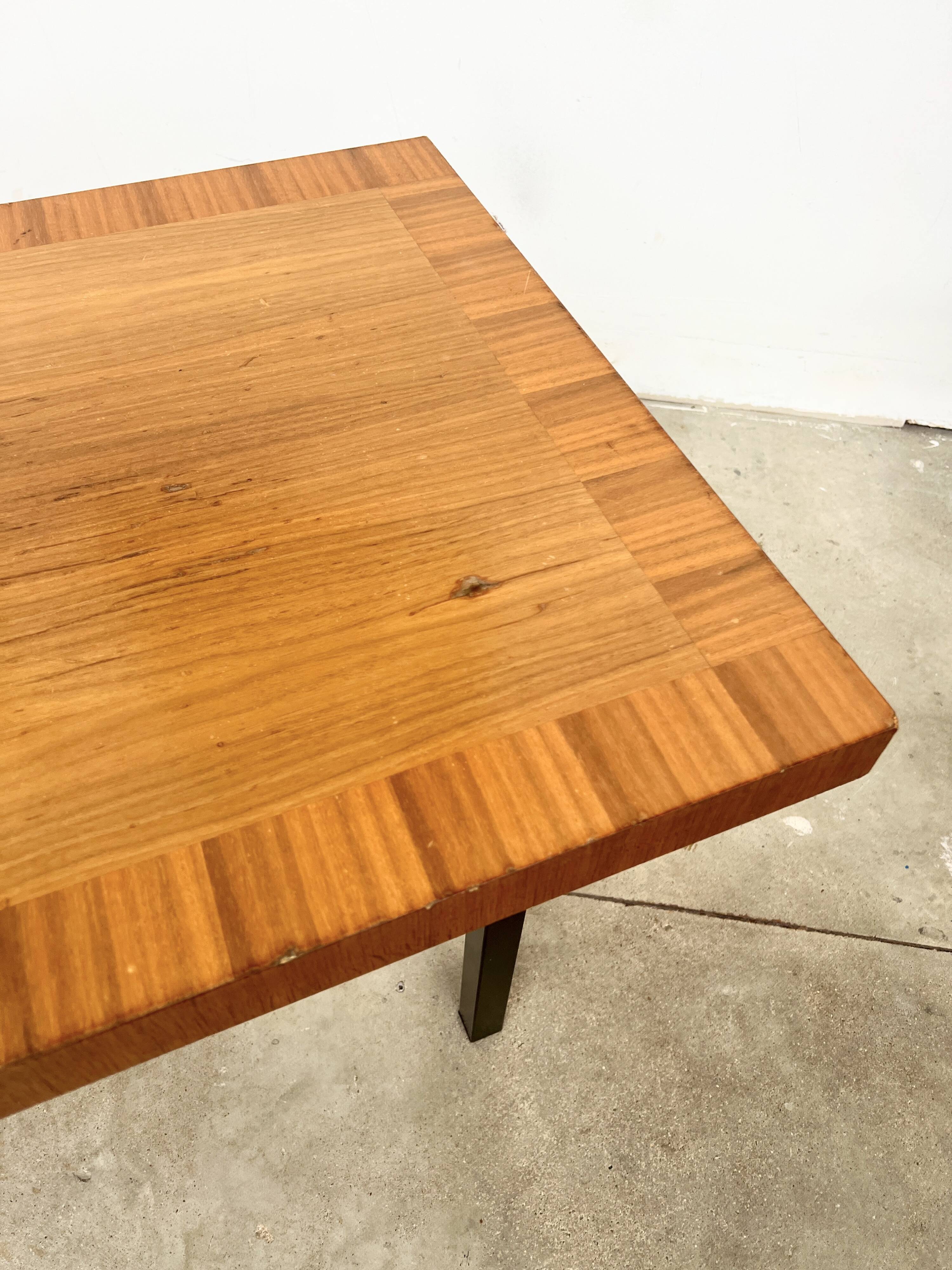 70s walnut marquetry coffee table
