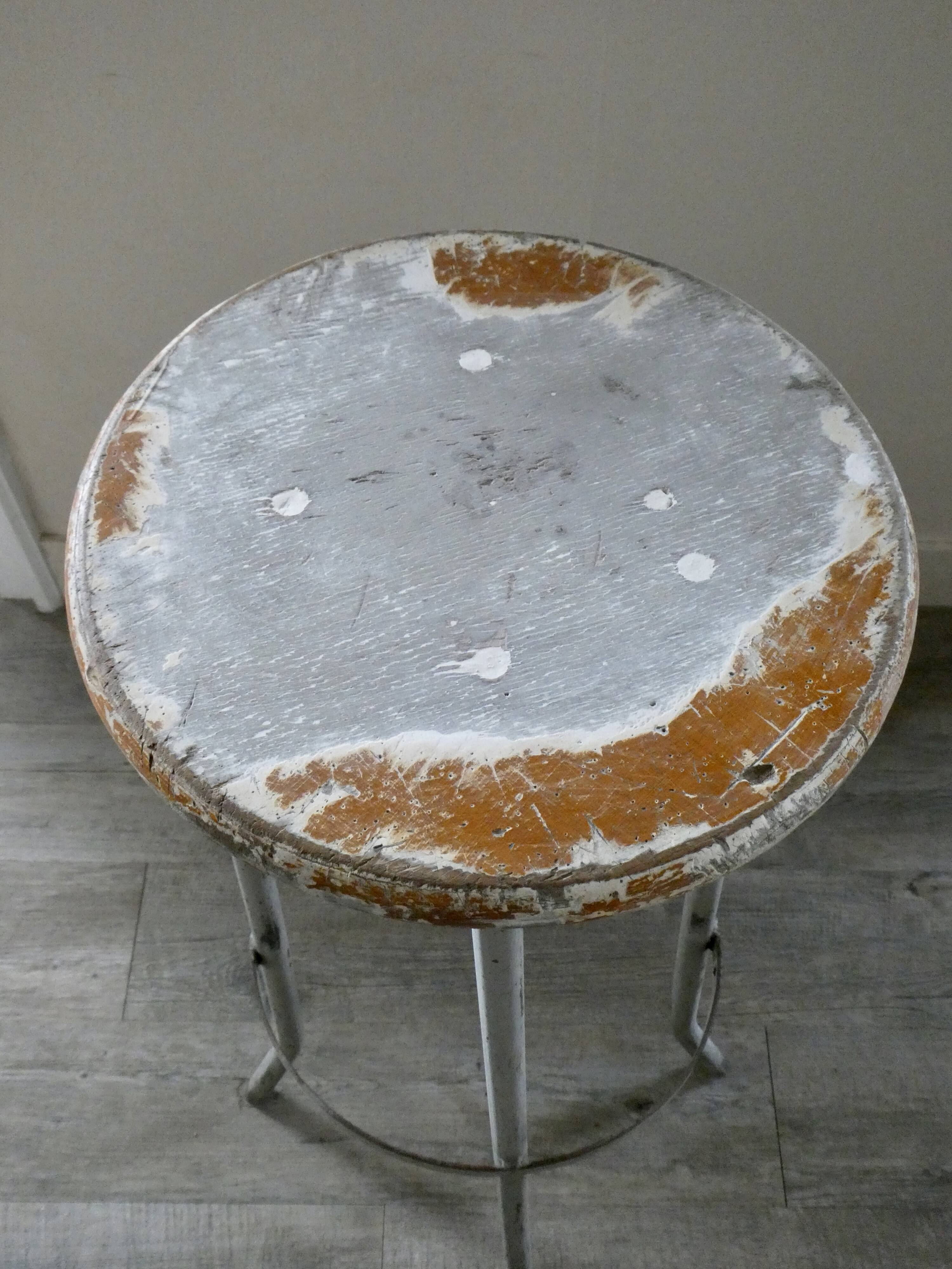 Wooden and metal high stool, 1960s