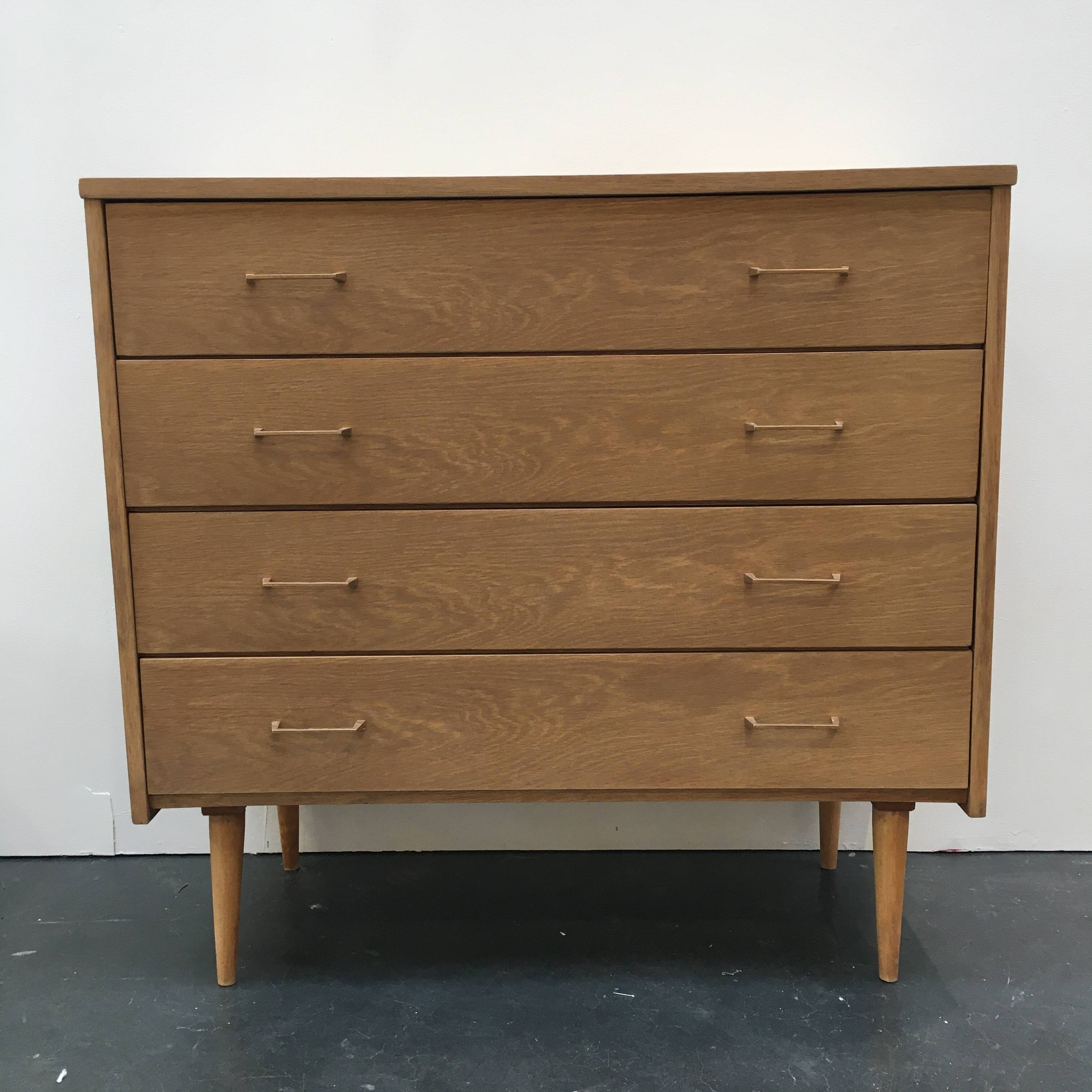 60s light oak chest of drawers