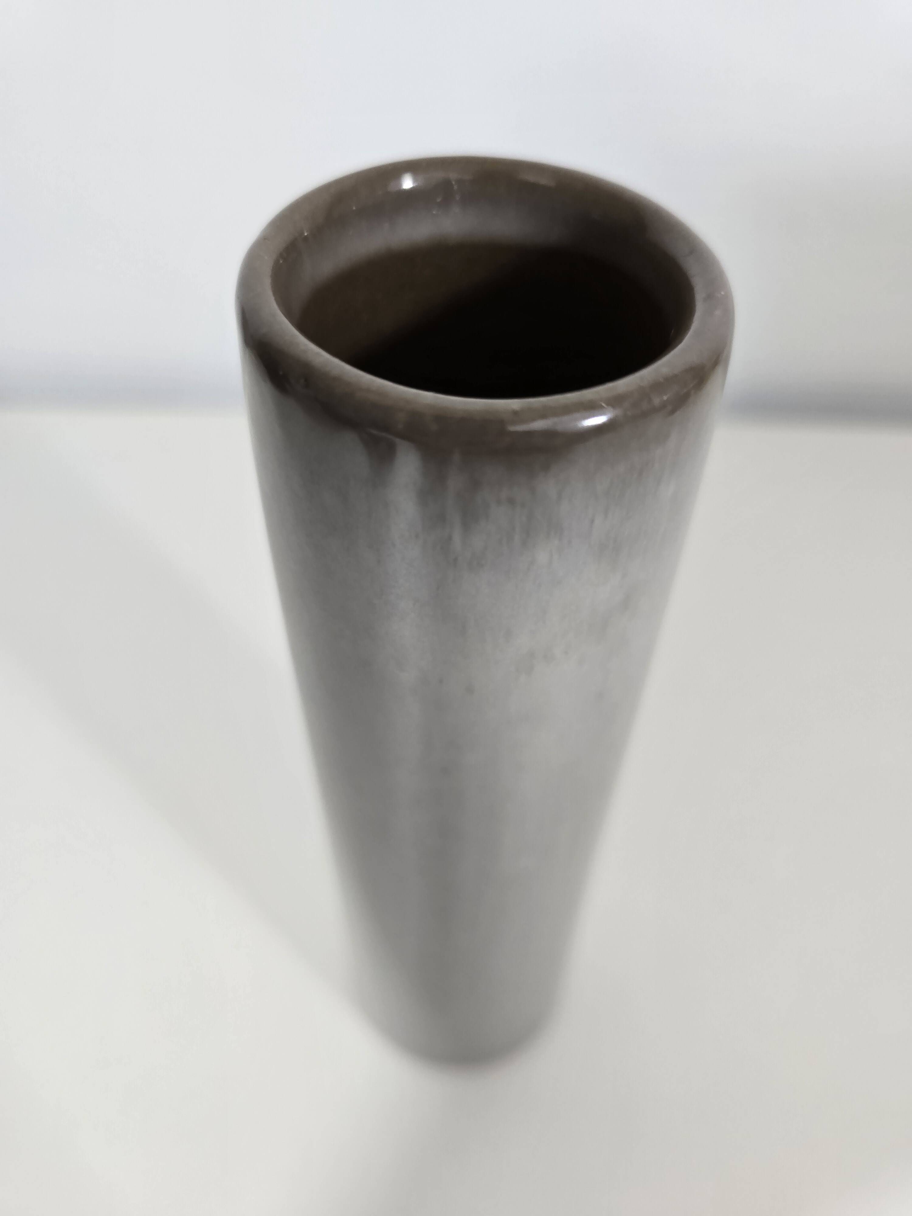 Jacques & Dani Ruelland Grey glazed ceramic roller vase