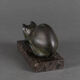 Art deco cat in regule by m. font green patina 1930 marble base
