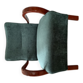 Art Deco green armchair in fabric and wood, 1920s, restored and reupholstered.