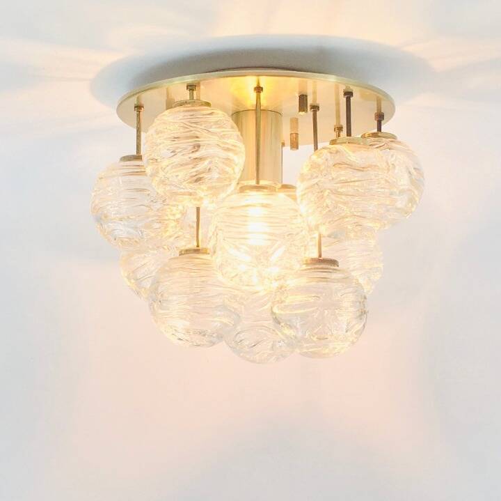 Mid-Century Sputnik Murano Glass & Brass Ceiling Light - Doria, 1960s/1970s