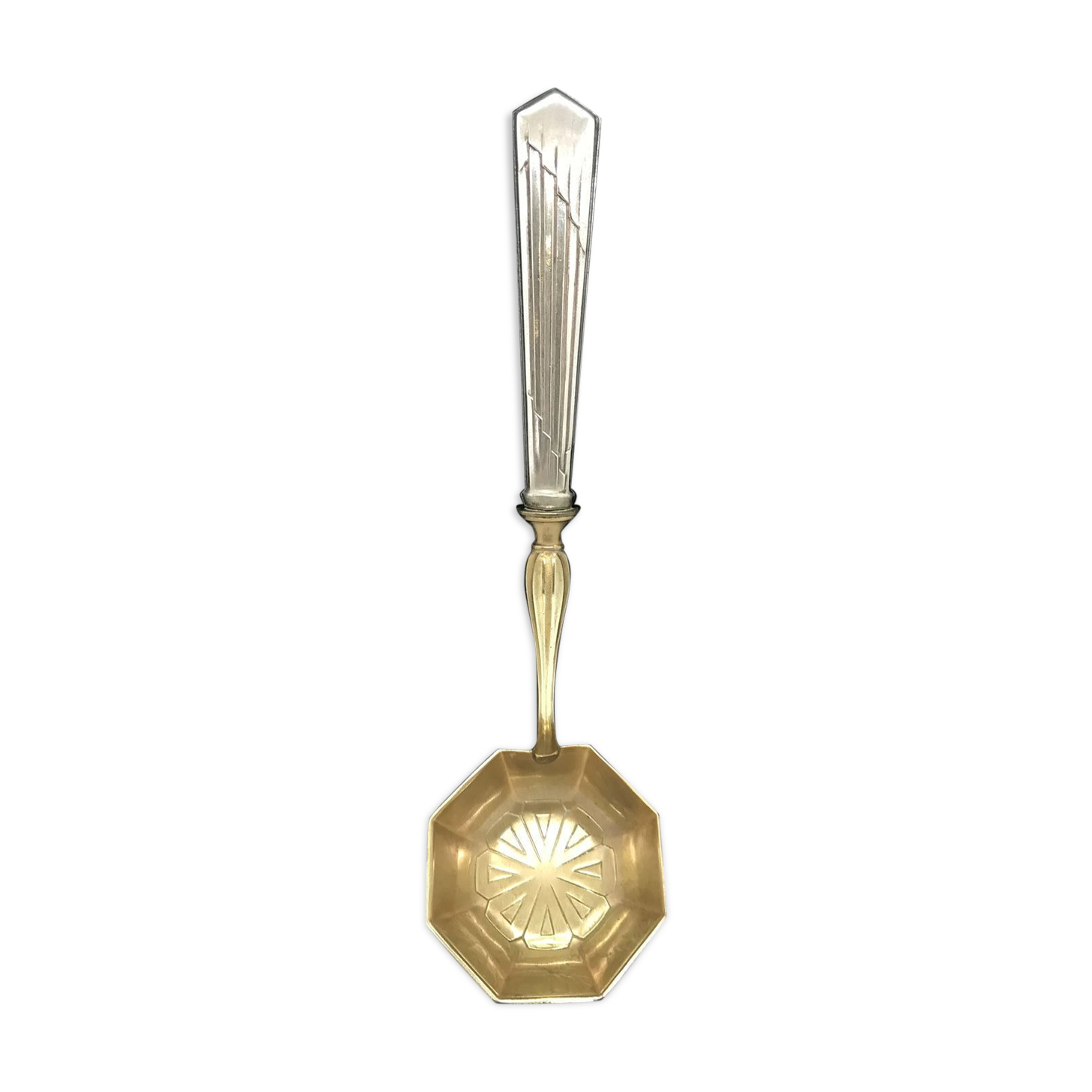 Art deco sauce with silver metal and brass