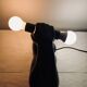Vintage ceramic dumbbell lamp by JC Peiré