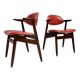 Red colored leather cowhorn chair, 1970s