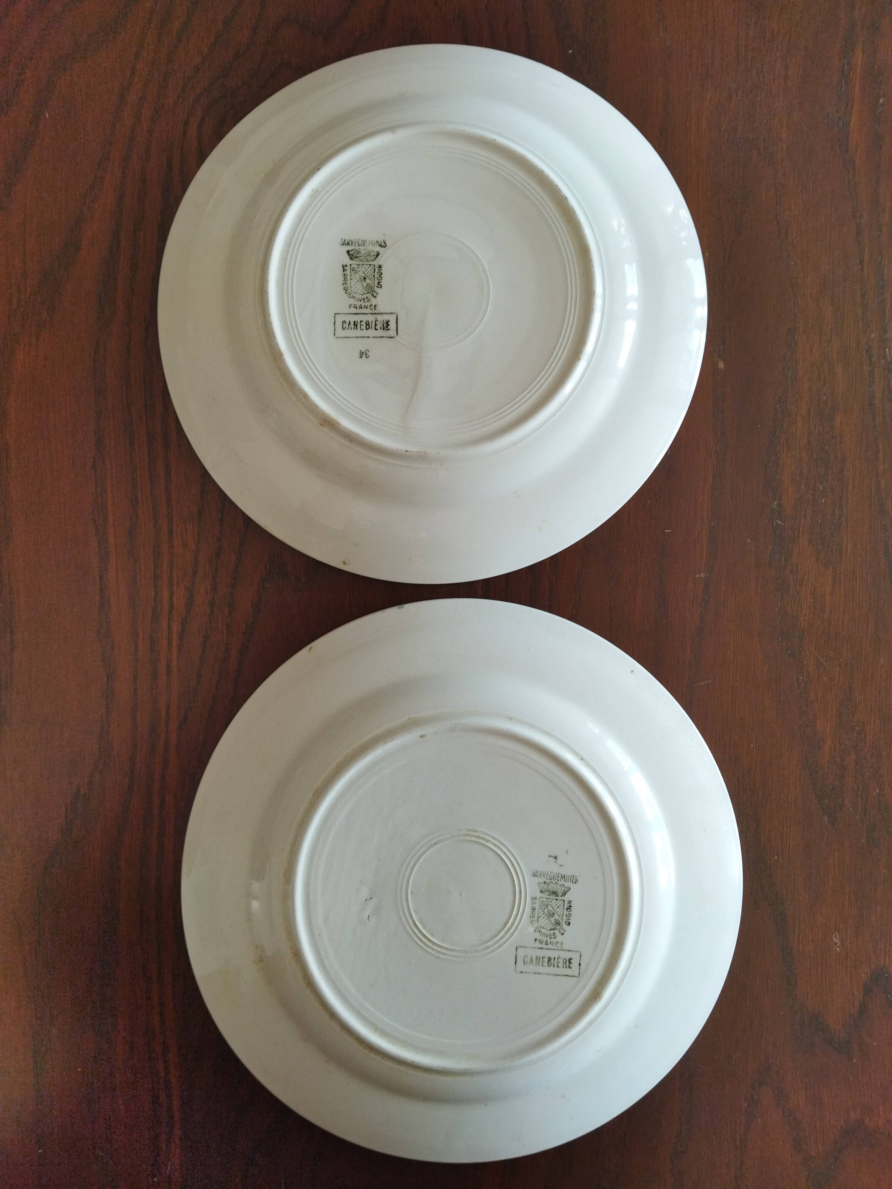 8 French earthenware dinner plates (Gien Sarreguemines Digoin Moulin des Loups Orchies)
