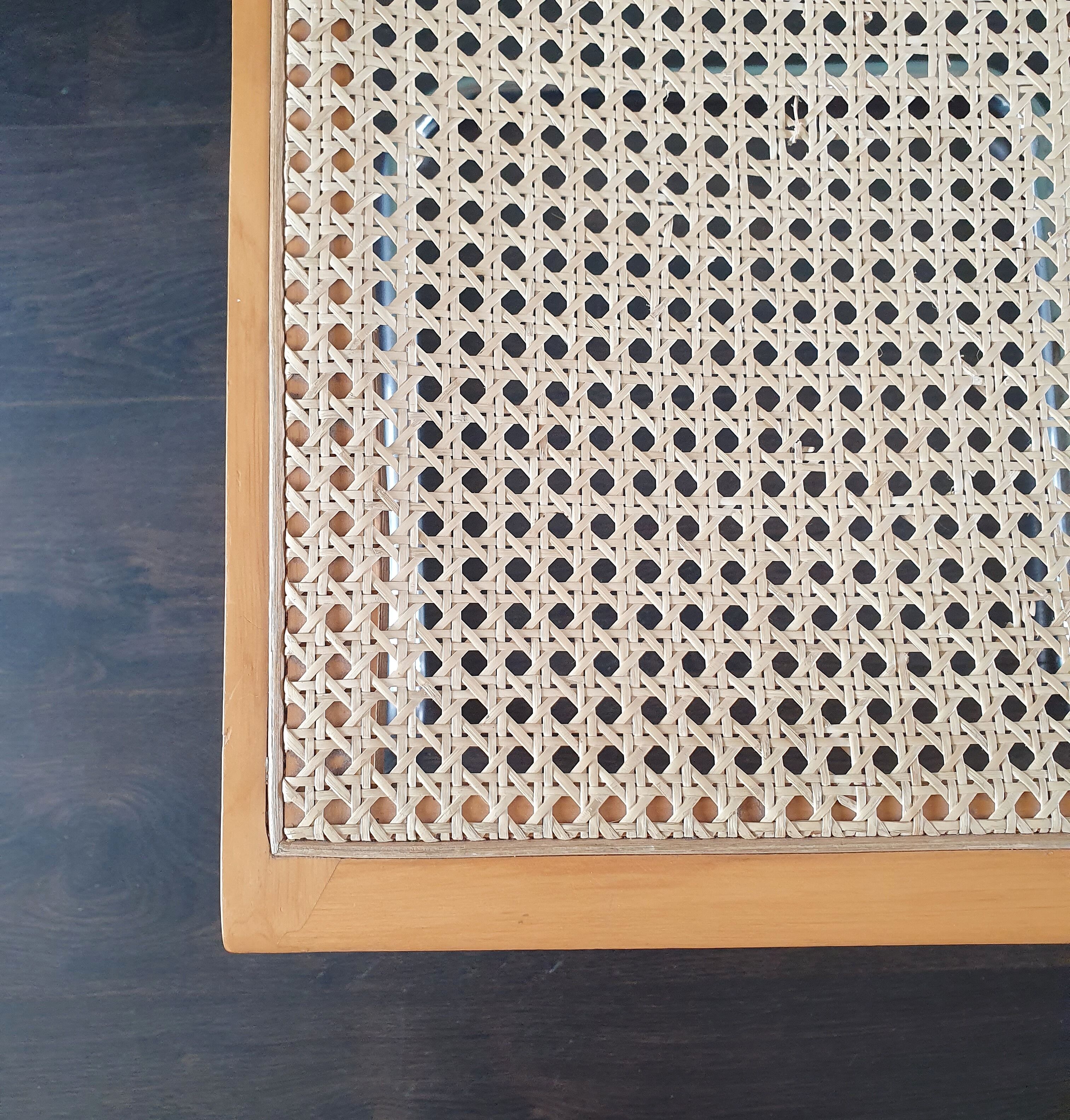 Marcel Breuer tubular frame chair with rattan seating, 70