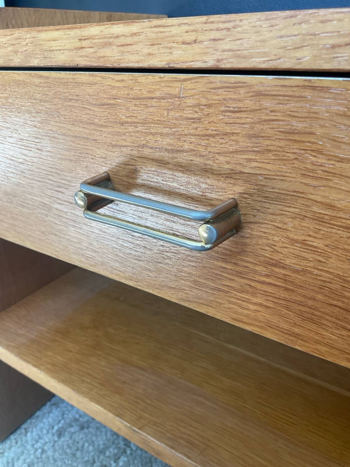 Vintage beech bedside table from the 1970s.