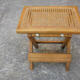 Wooden stool and folding caning