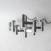 Vintage Space Age Geometric Chandelier by Gaetano Sciolari, 13 Lights, Aluminium