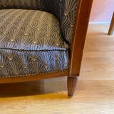 Pair of Art Deco style armchairs, refurbished. Upholstery fabric for armchairs.