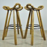 Special vintage brutalist SPANISH Marbella bar stools, 1970s Spain
