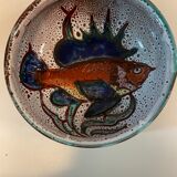 Vintage frying pan decorated with fish Vallauris