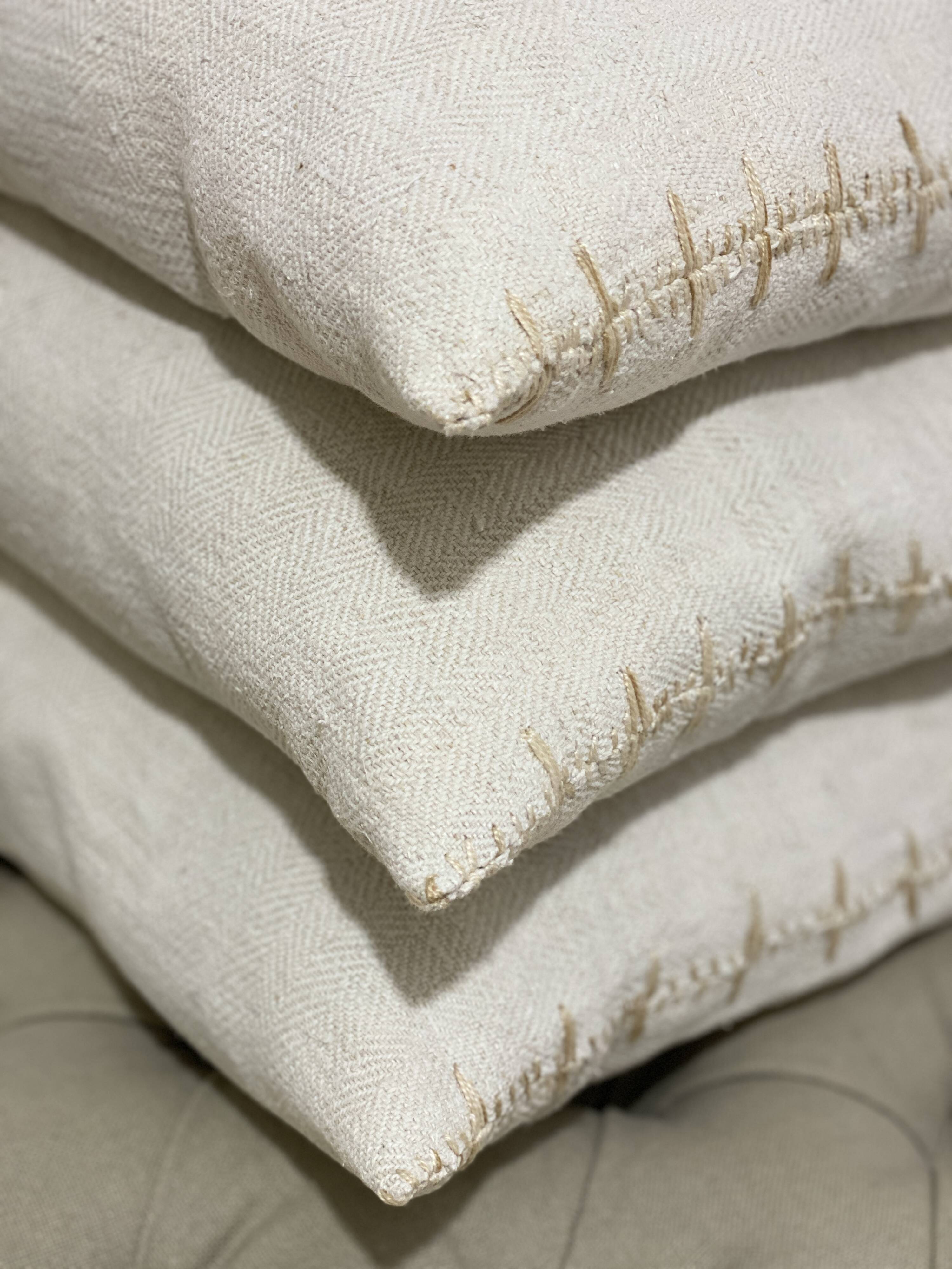 Kilim style cushion with hand embroidery