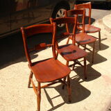 Set of 4 chairs to the model of English admiralty of the XIX century in massive Elm