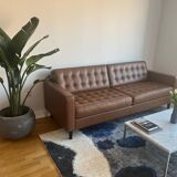 Mid-Century Style 3-Seater Leather Sofa