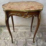 Napoleon III kidney table in Louis XV style with marble top