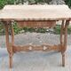 Lyre leg table in natural wood, one drawer, vintage