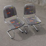 Duo of vintage cantilever chairs