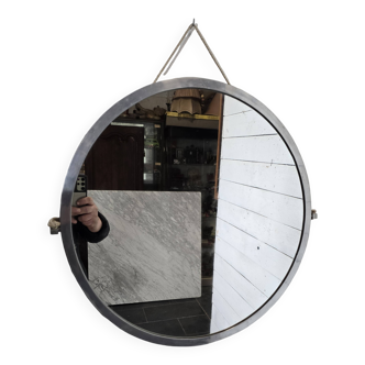 60cm Brushed Aluminum Round Mirror from the 60s