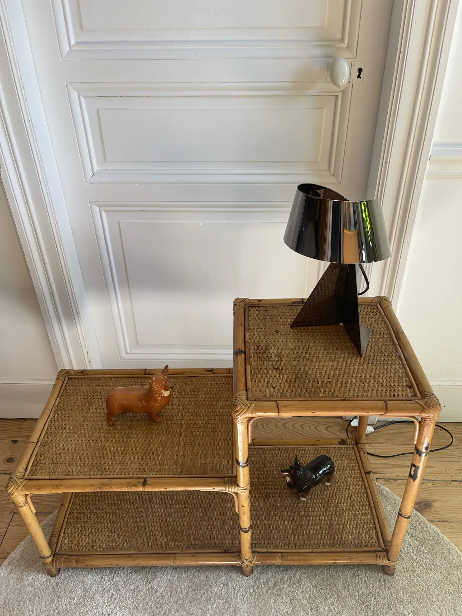 Étagère bambou et rotin vintage
