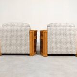 Set of 2 bamboo and rattan fauteuils with graphic fabric