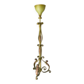 Lampadaire ancien en fer peint vert à décor végétal
