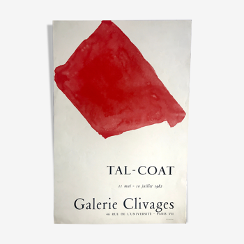 Original exhibition poster by pierre tal-coat, galerie clivages, 1982