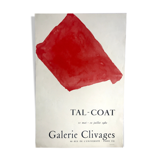 Original exhibition poster by pierre tal-coat, galerie clivages, 1982