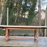 Renovated extendable farmhouse table in solid raw cherry wood 265cm