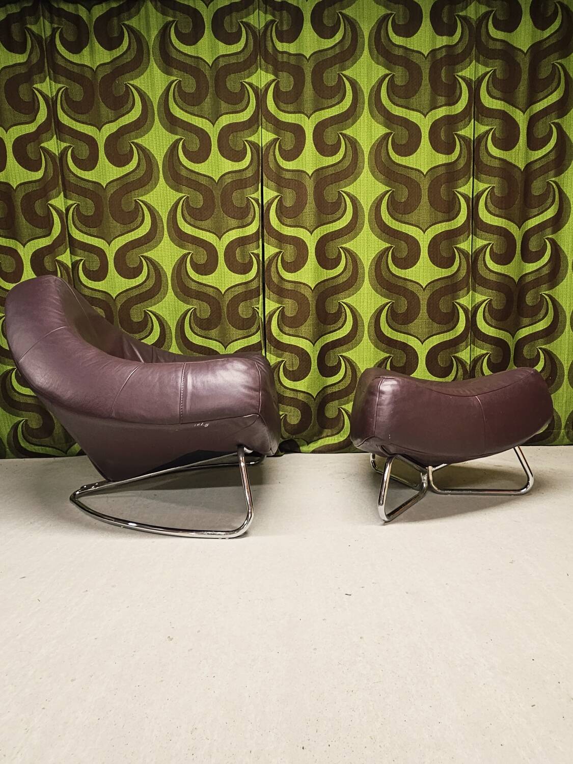 Chili leather armchair with ottoman by Paul Falkenberg