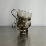 set of 4 amber glass espresso cups