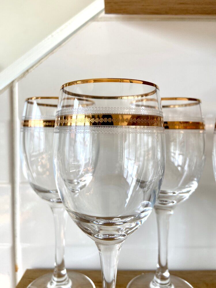 9 crystal walking glasses with gilding