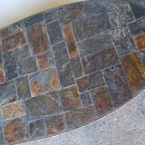 1970 metal and slate coffee table